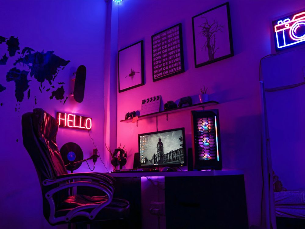 Treasure Trail showroom with neon lighting